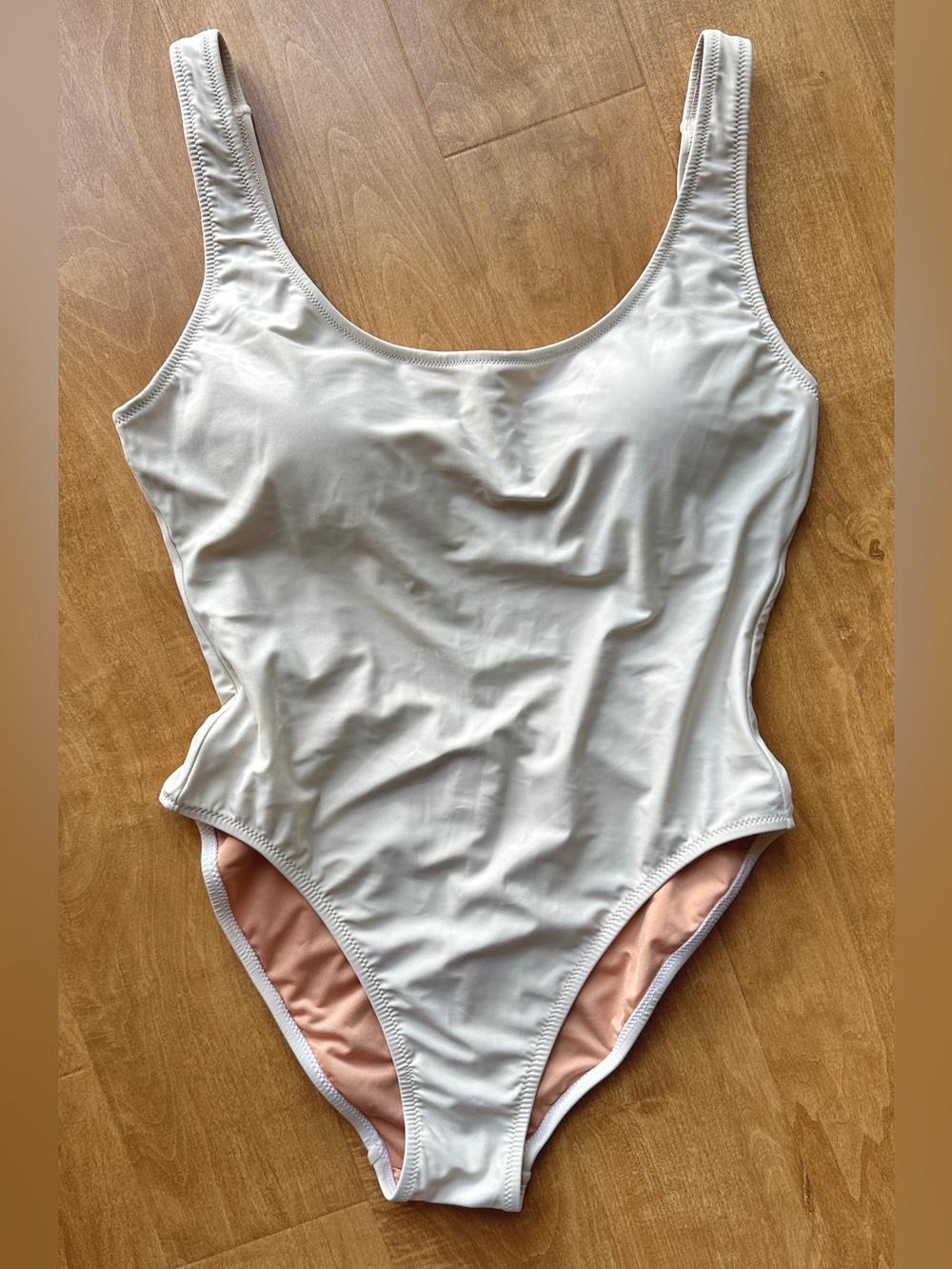 J. Crew Classic Plunging Scoopback One Piece Swimsuit, Cream/Canteloupe, Size 10